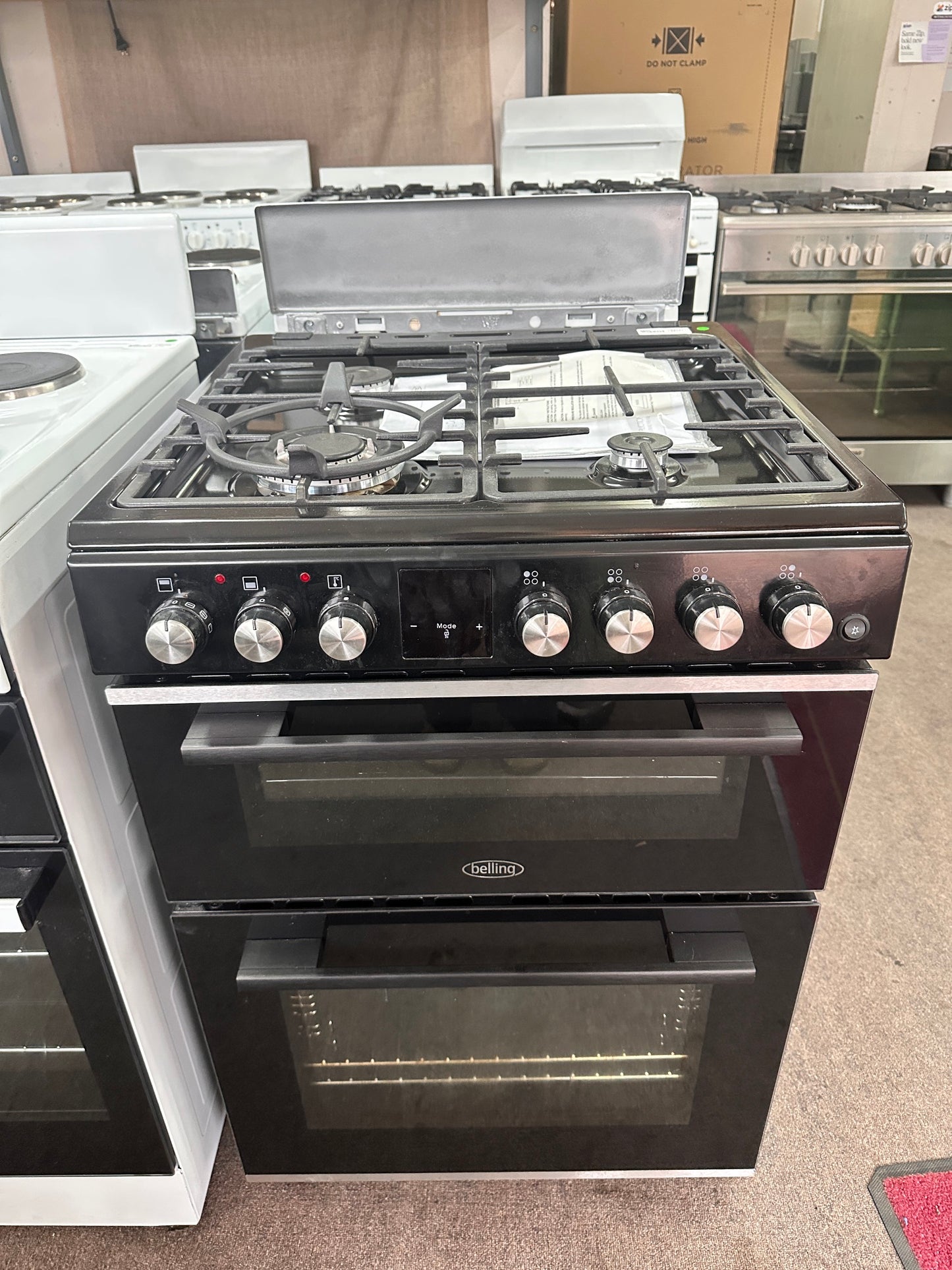 Belling 60cm Dual Fuel Freestanding Cooker Gas Cooktop & Electric Double Oven BFS60DODF