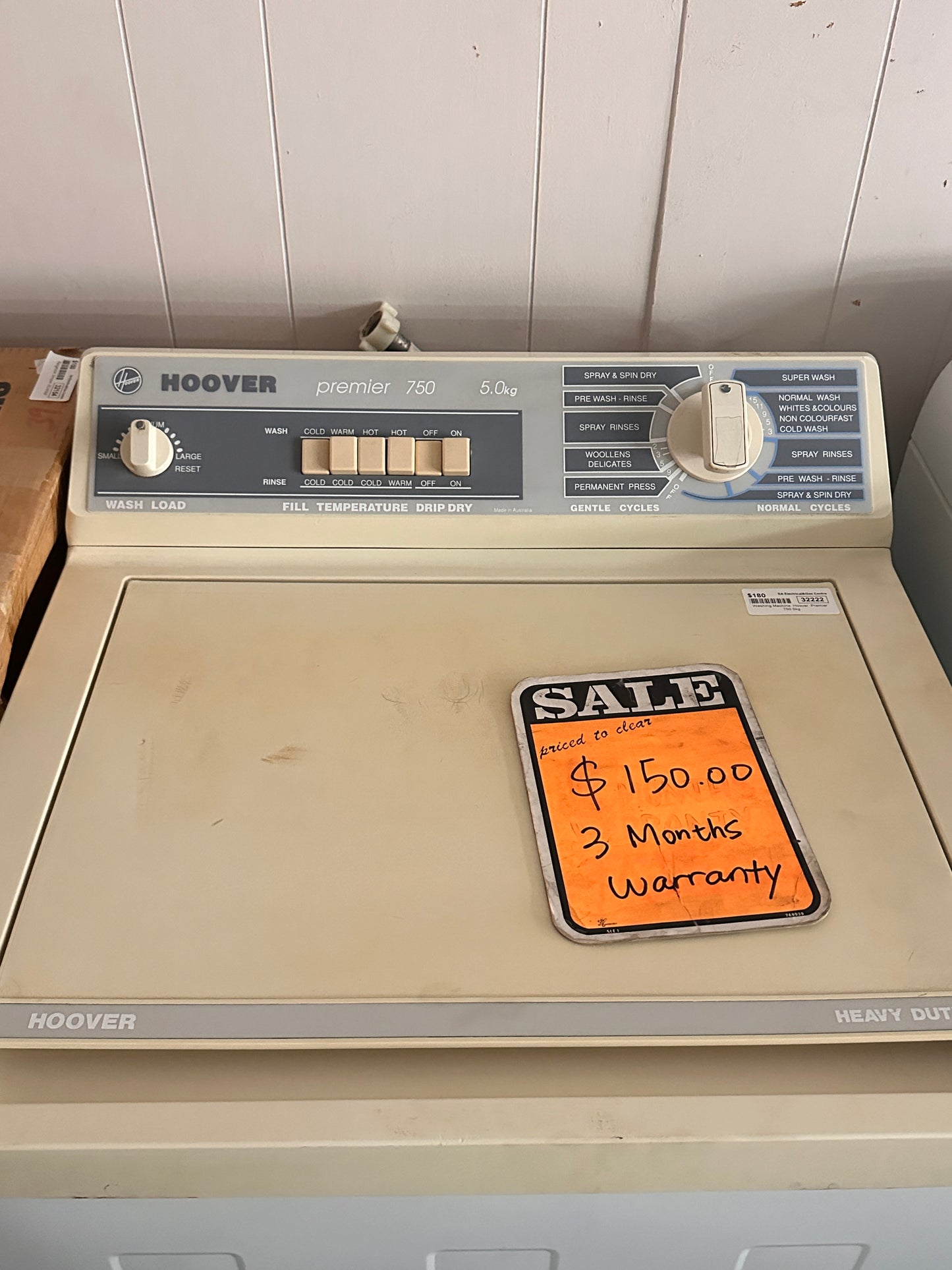 Hoover Top Loader Washing Machine 5kg Premier 750