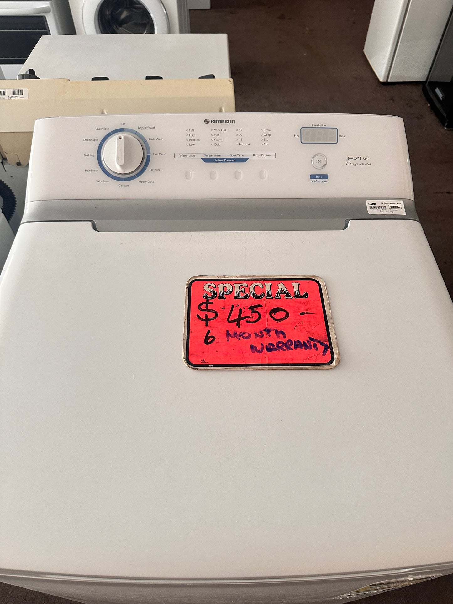 Simpson Top Loader Washing Machine 7.5kg SWT704