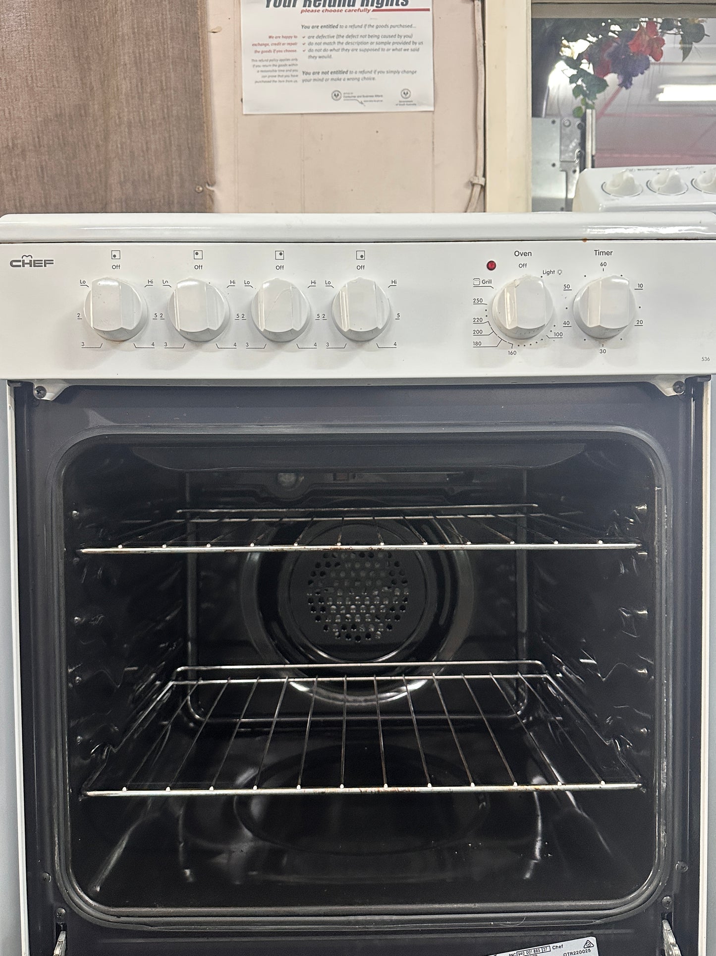 Chef 54cm Upright Cooker Freestanding Fan Forced Electric Stove 536
