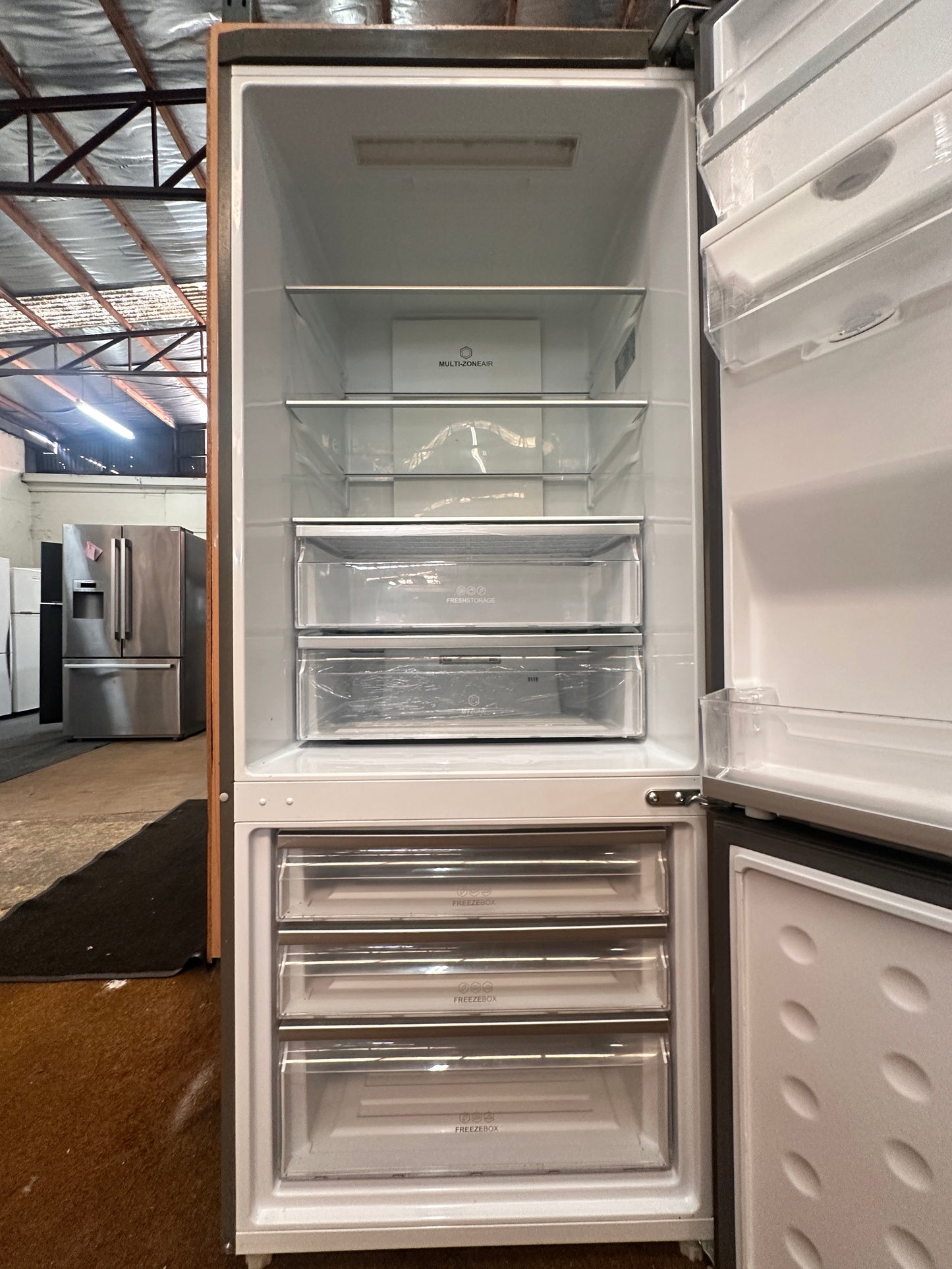 Haier Bottom Mount Fridge Freezer HRF450B 454L Stainless Steel