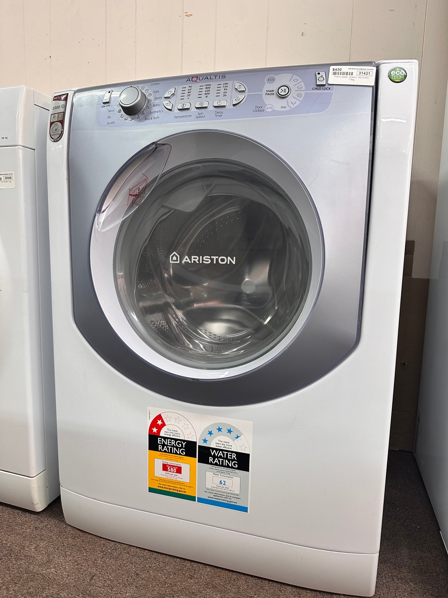 Ariston Front Load Washing Machine 7.5kg AQ7L05U