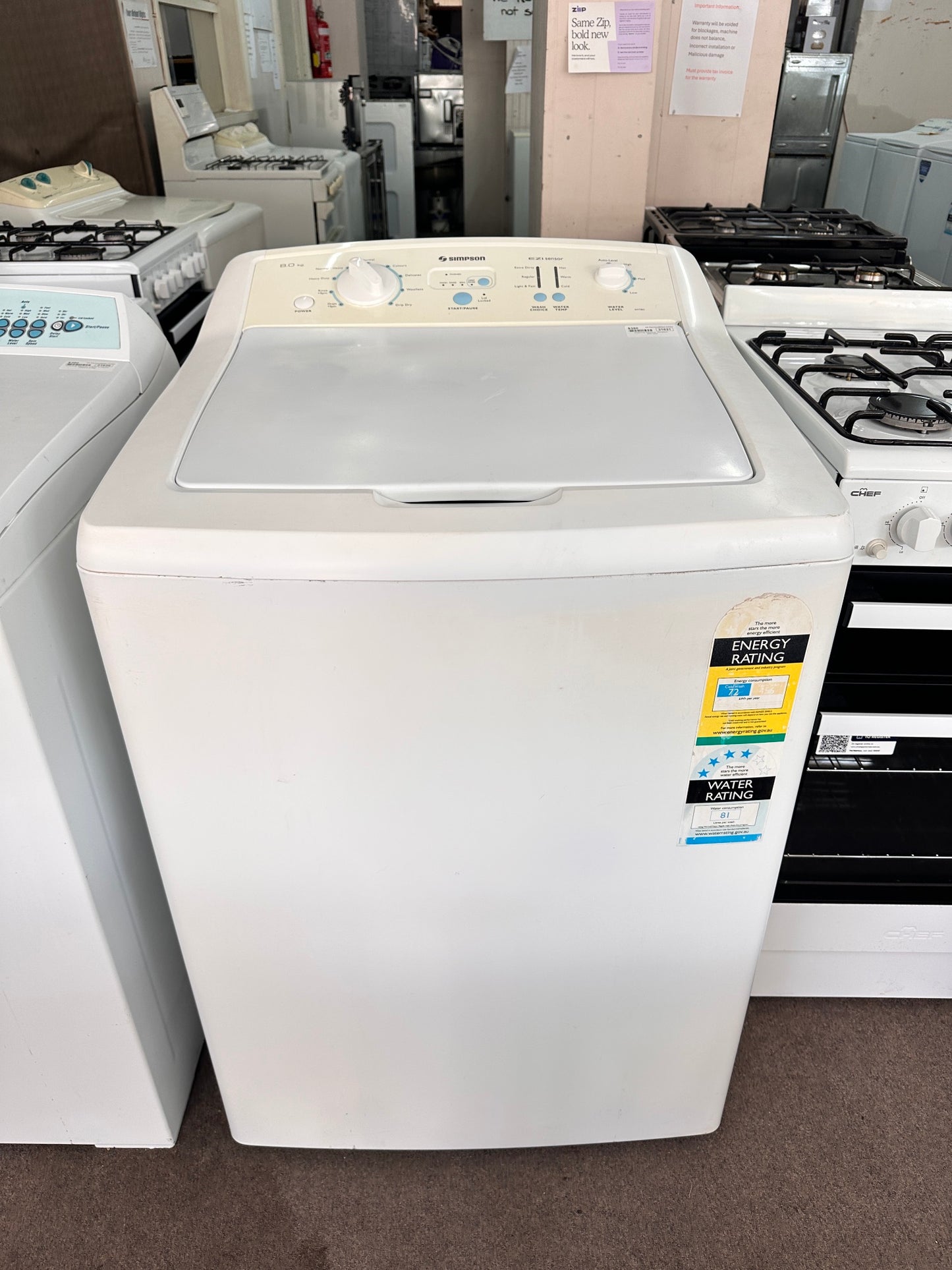 Simpson Top Loader Washing Machine 8kg SWT802