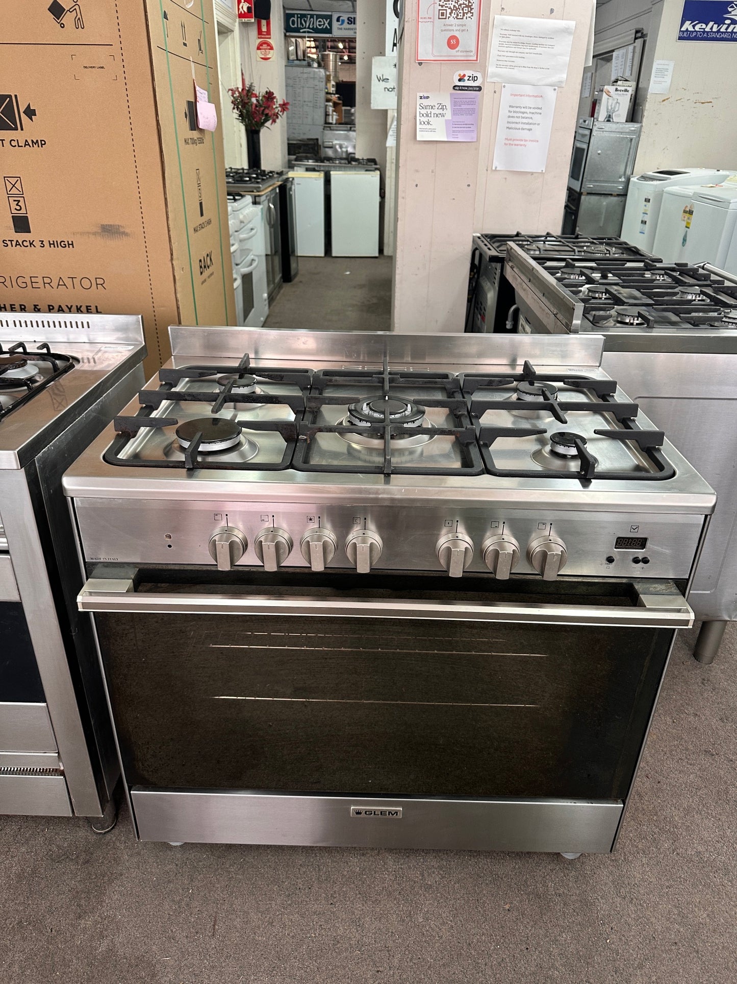 Glem Gas Fan Forcced 90cm Stainless Steel Dual Fuel Freestanding Stove
