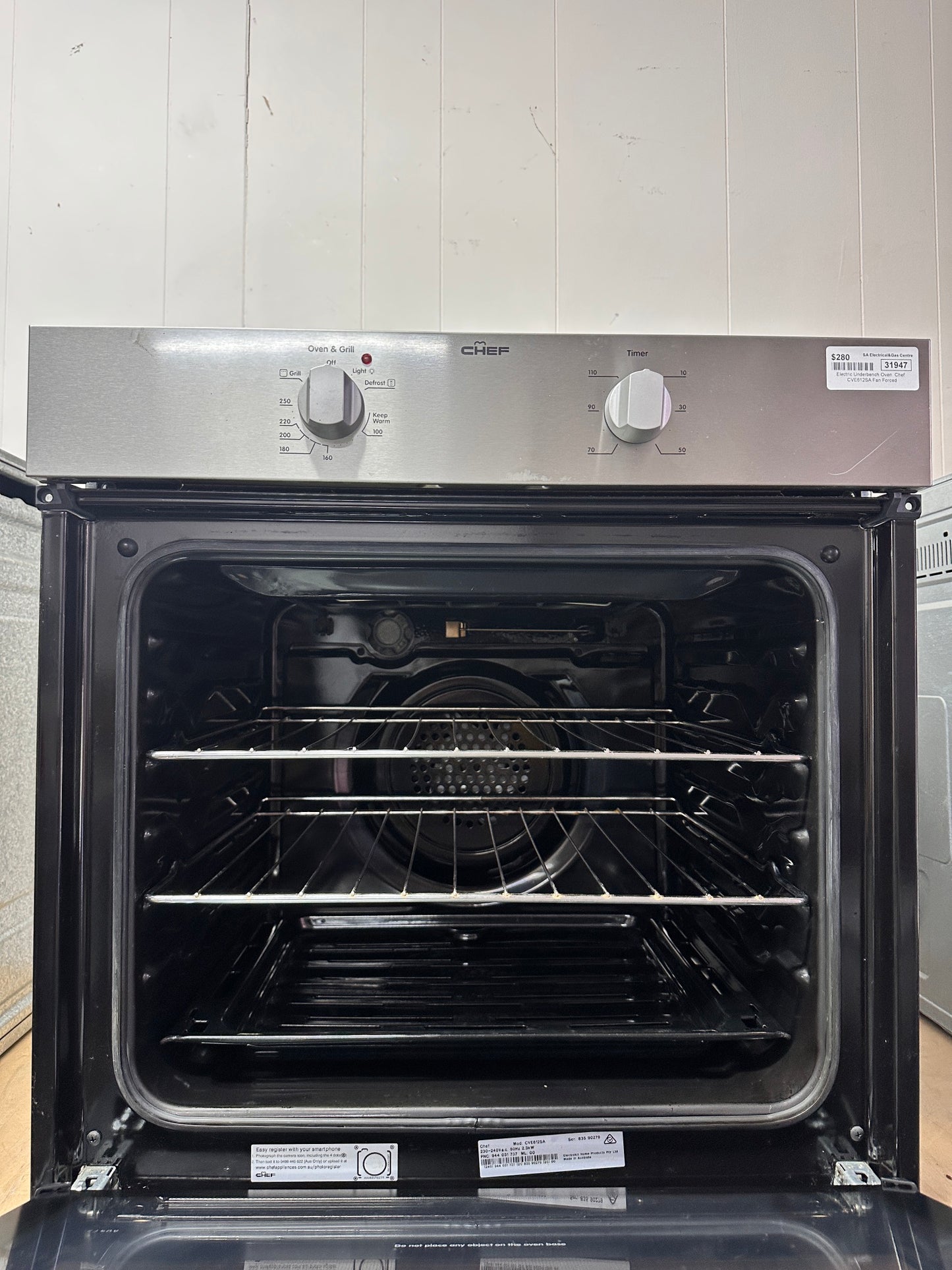 Chef Fan Forced Electric Underbench Oven CVE612SA Stainless Steel