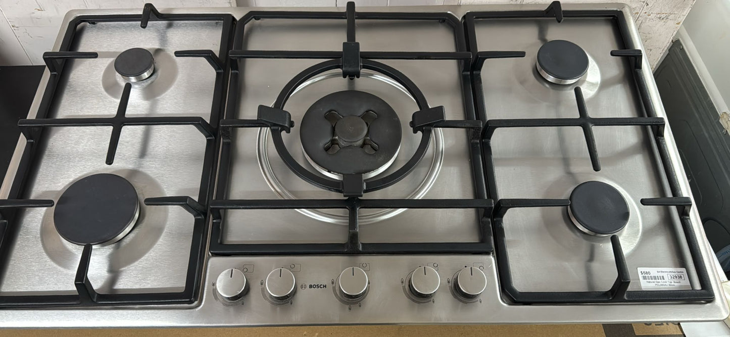 Bosch 5 Burners Natural Gas Cook Top, Stainless Steel 92cm (32938)
