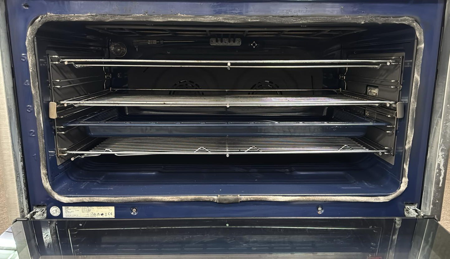 Beko 5 Burner Dual Fuel 90cm Gas Stove, BFC916GMX, Fan Forced (33195)