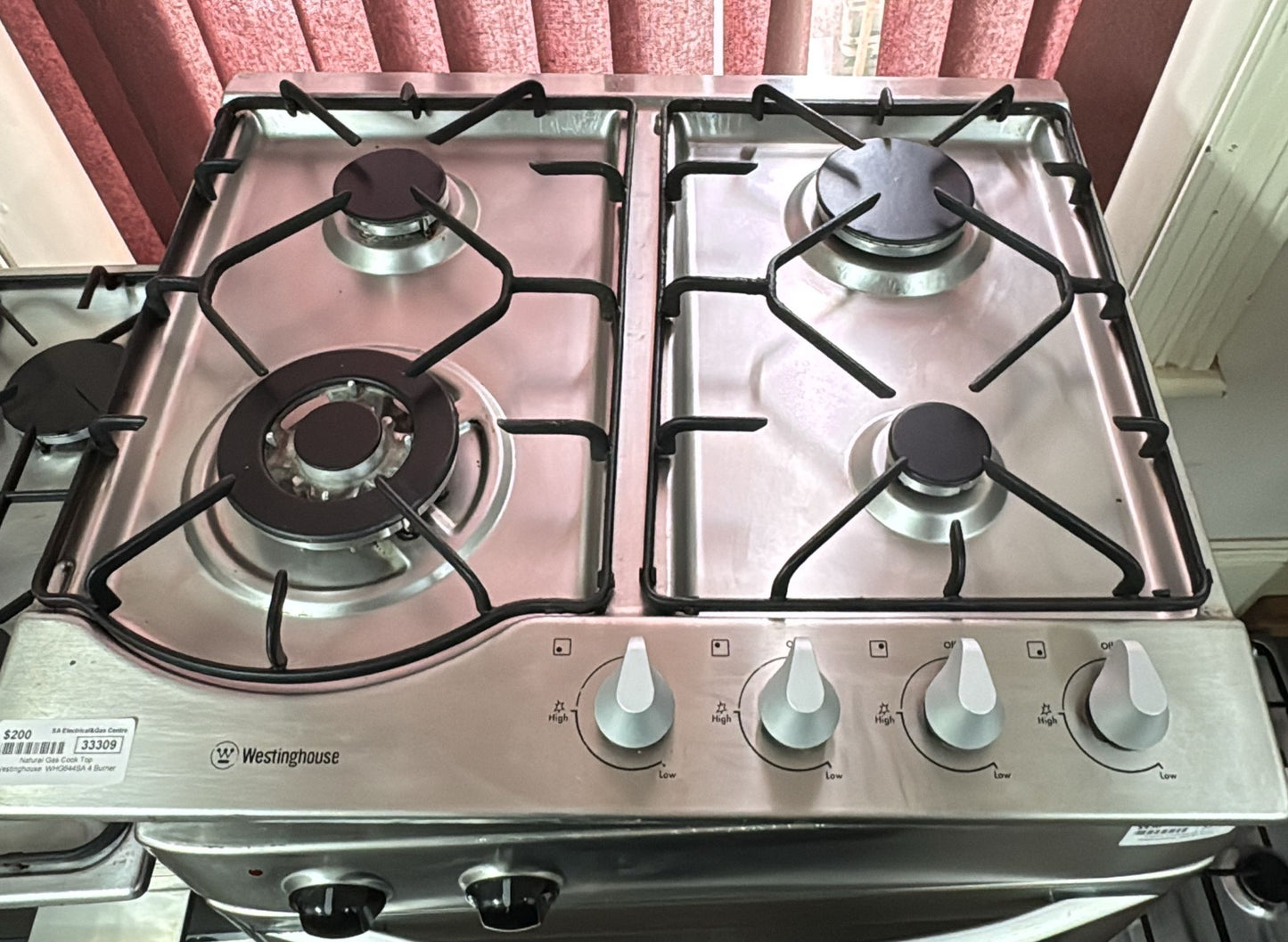 Westinghouse Natural Gas Cooktop 4 Burners (33309)