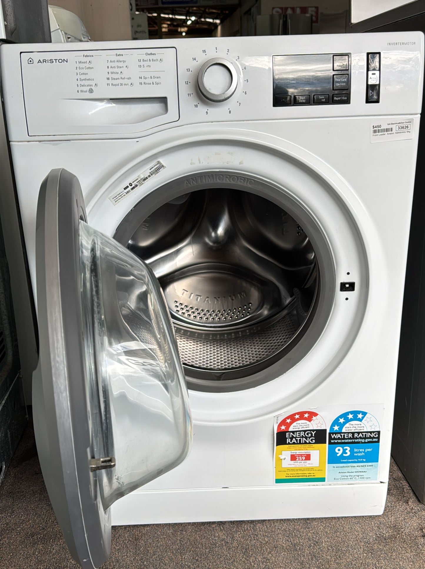 Ariston Front Loader Washing Machine 9kg, N94WAAU (33626)