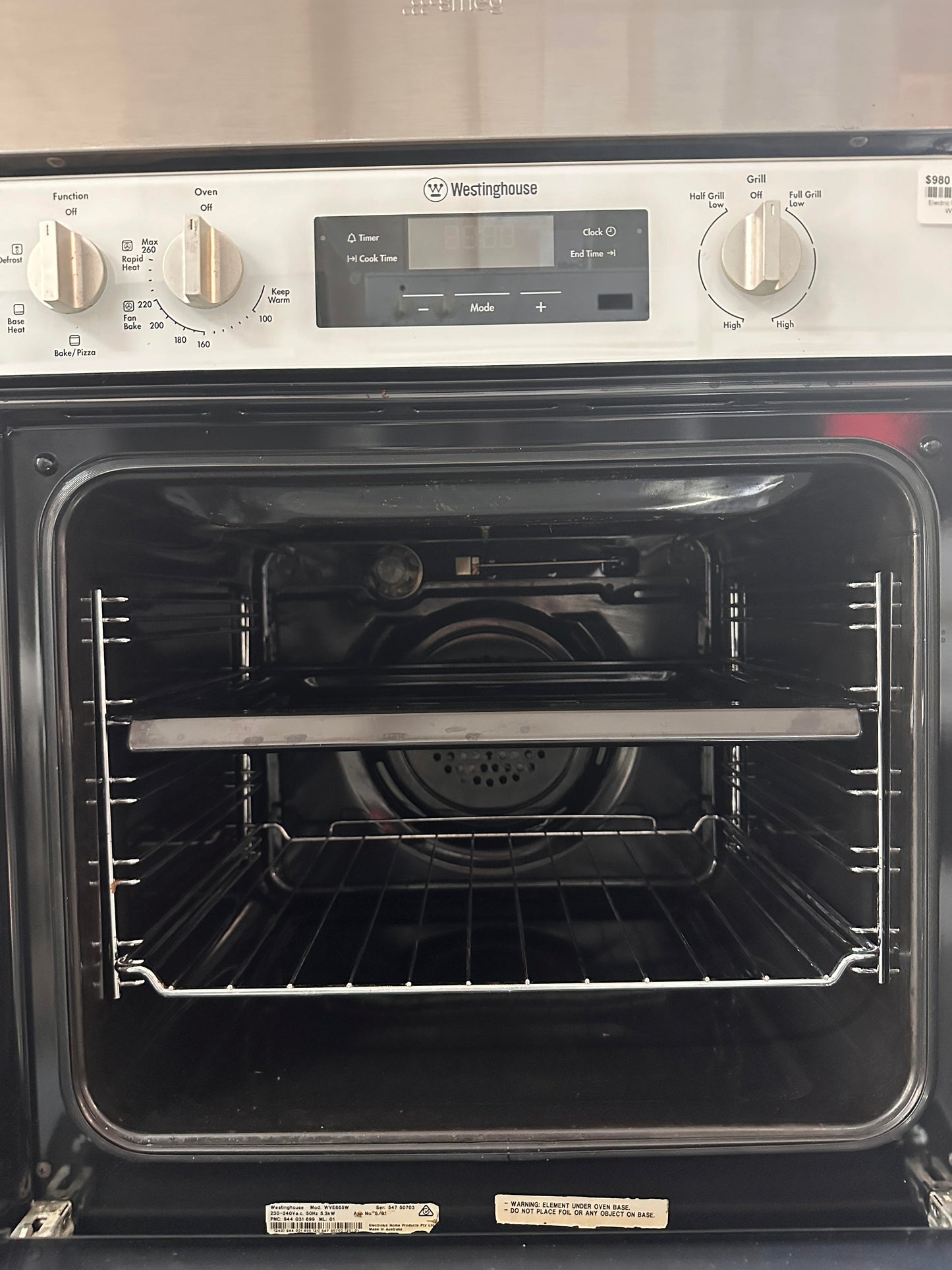 Westinghouse Fan Forced Electric Wall Oven WVE665W