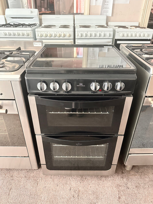 New World 545mm Fan Forced Upright Cooker Freestanding Double Oven Electric Stove NW541ETCSTAAU Black