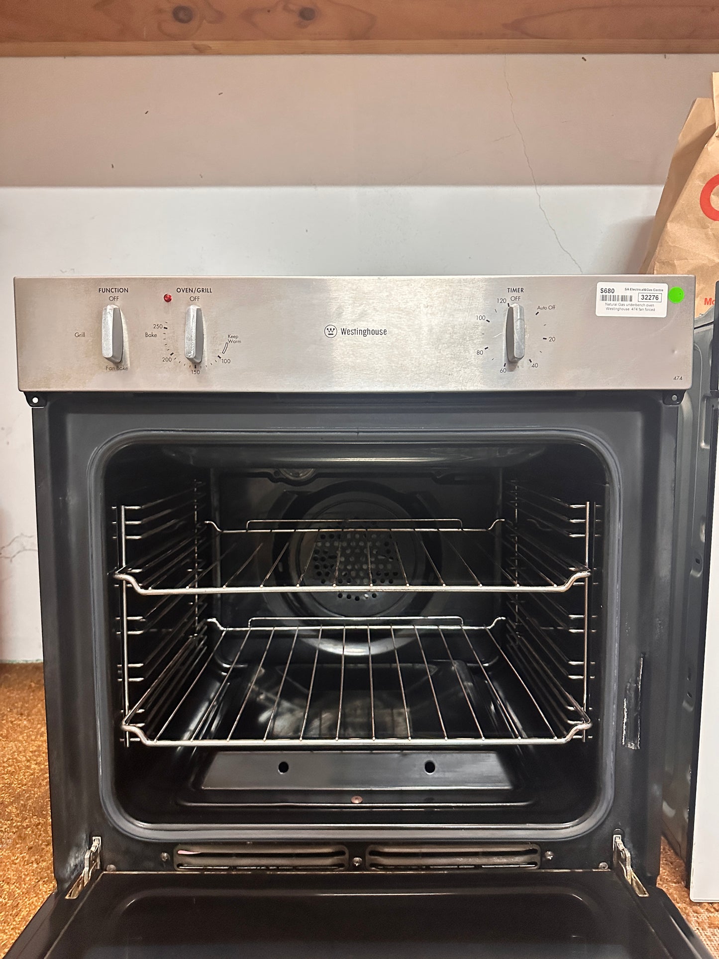 Westinghouse Fan Forced Natural Gas Underbench Oven 474 Stainless