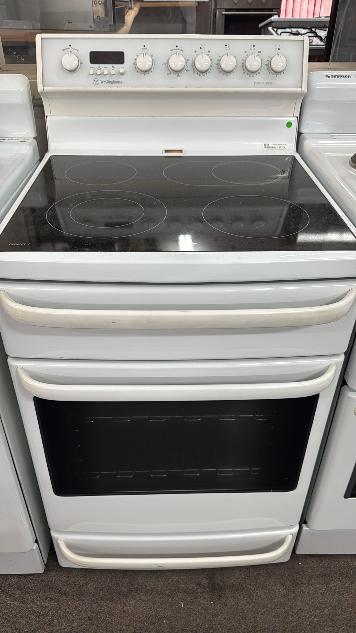 Westinghouse 60cm Electric Stove, Fan Forced, Ceramic top (32372 F)