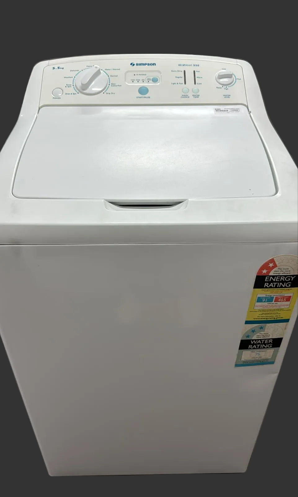 Simpson Top Loader Washing Machine 5.5kg, Ezi Set 550 (32582)