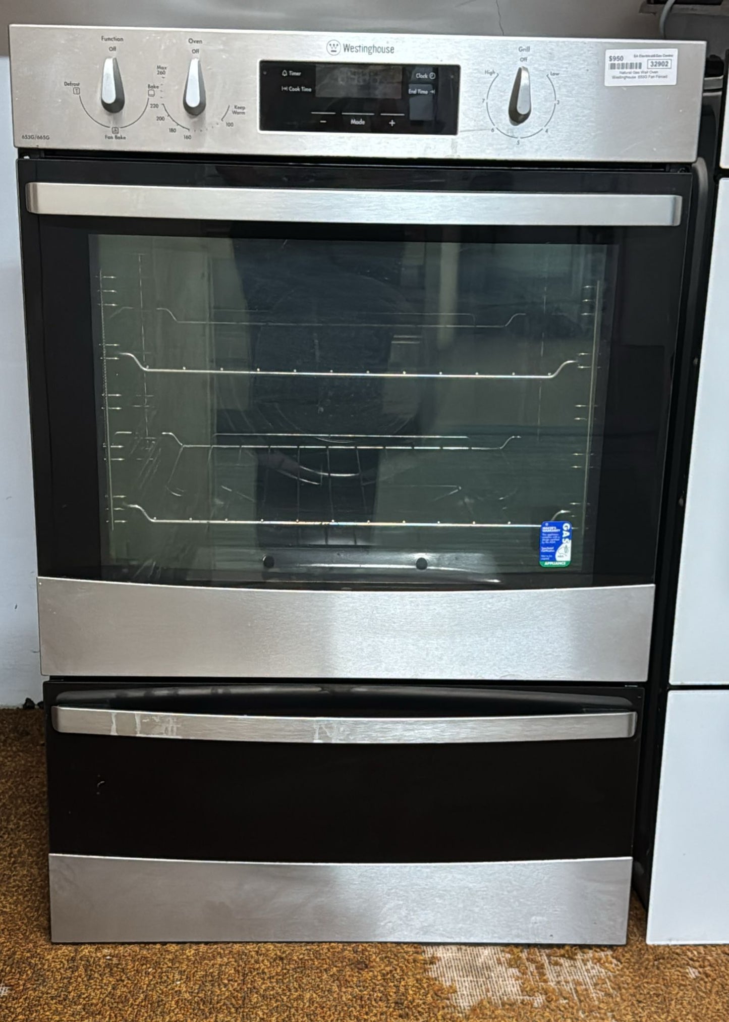 Westinghouse Fan Forced Natural Gas Wall Oven, 655G (32902)