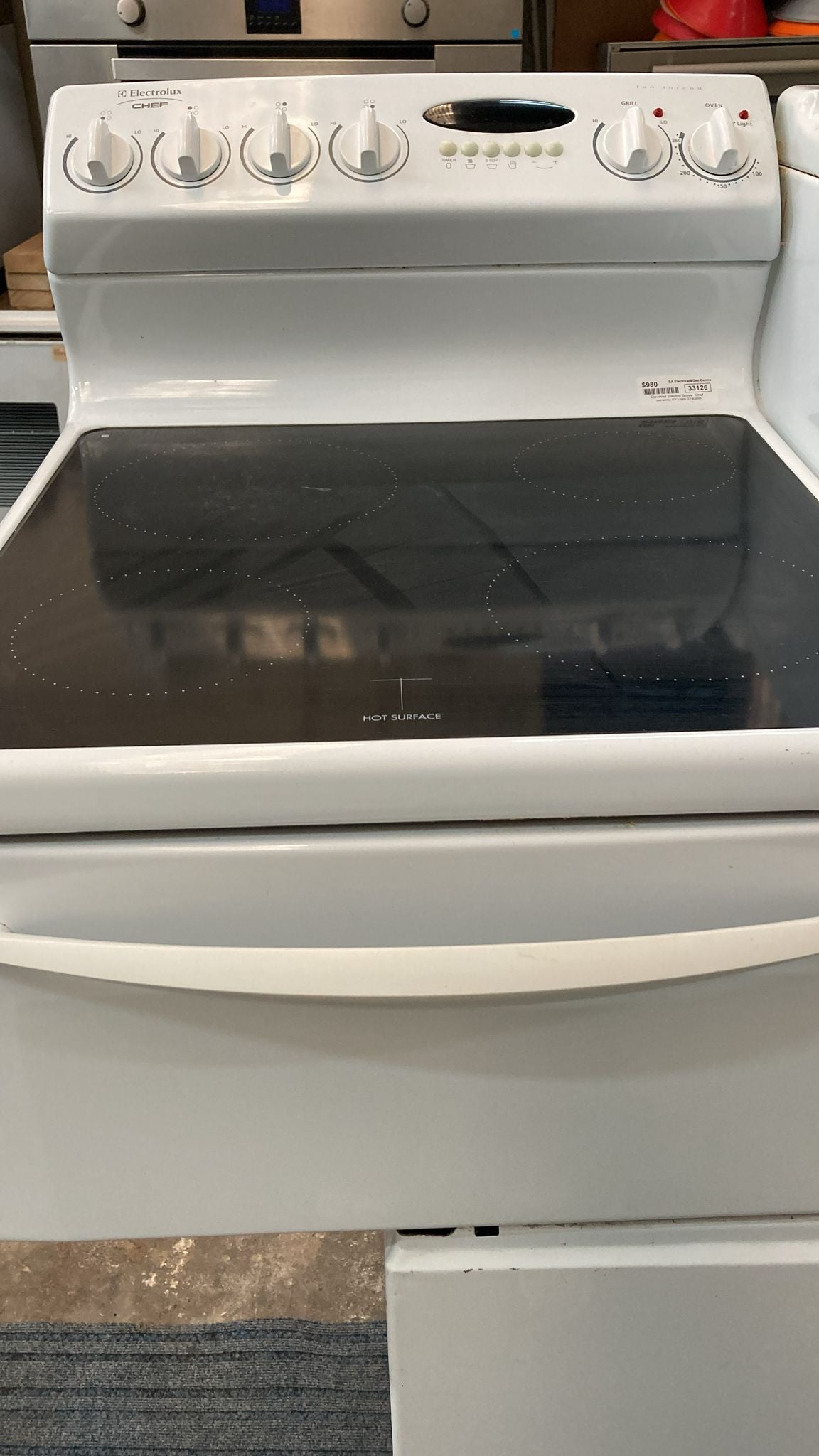 Chef Fan Forced Elevated Electric Stove, Ceramic Top EEC1380W (33126)
