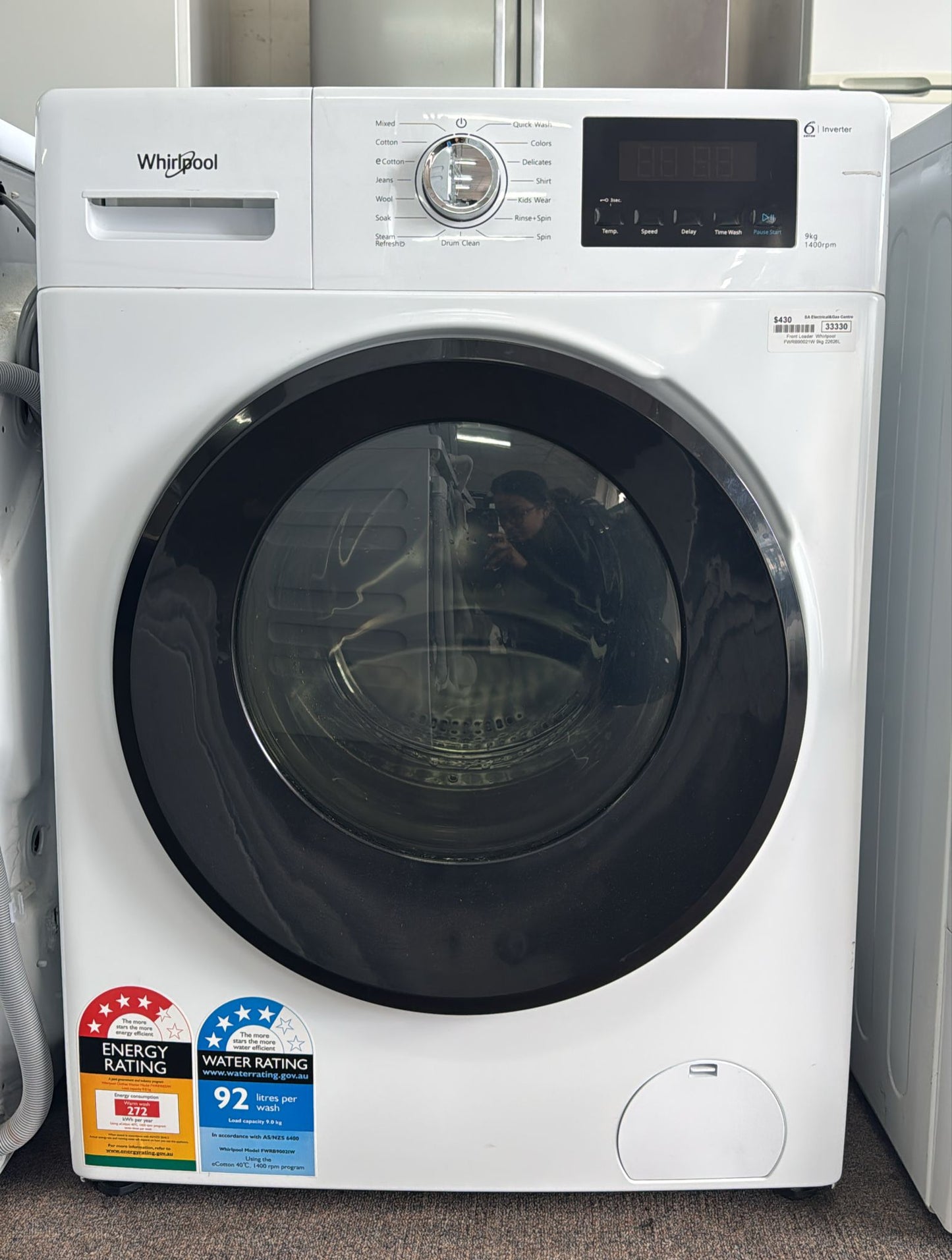 Whirlpool Front Loader Washing Machine 9kg, FWRB90021W (33330)