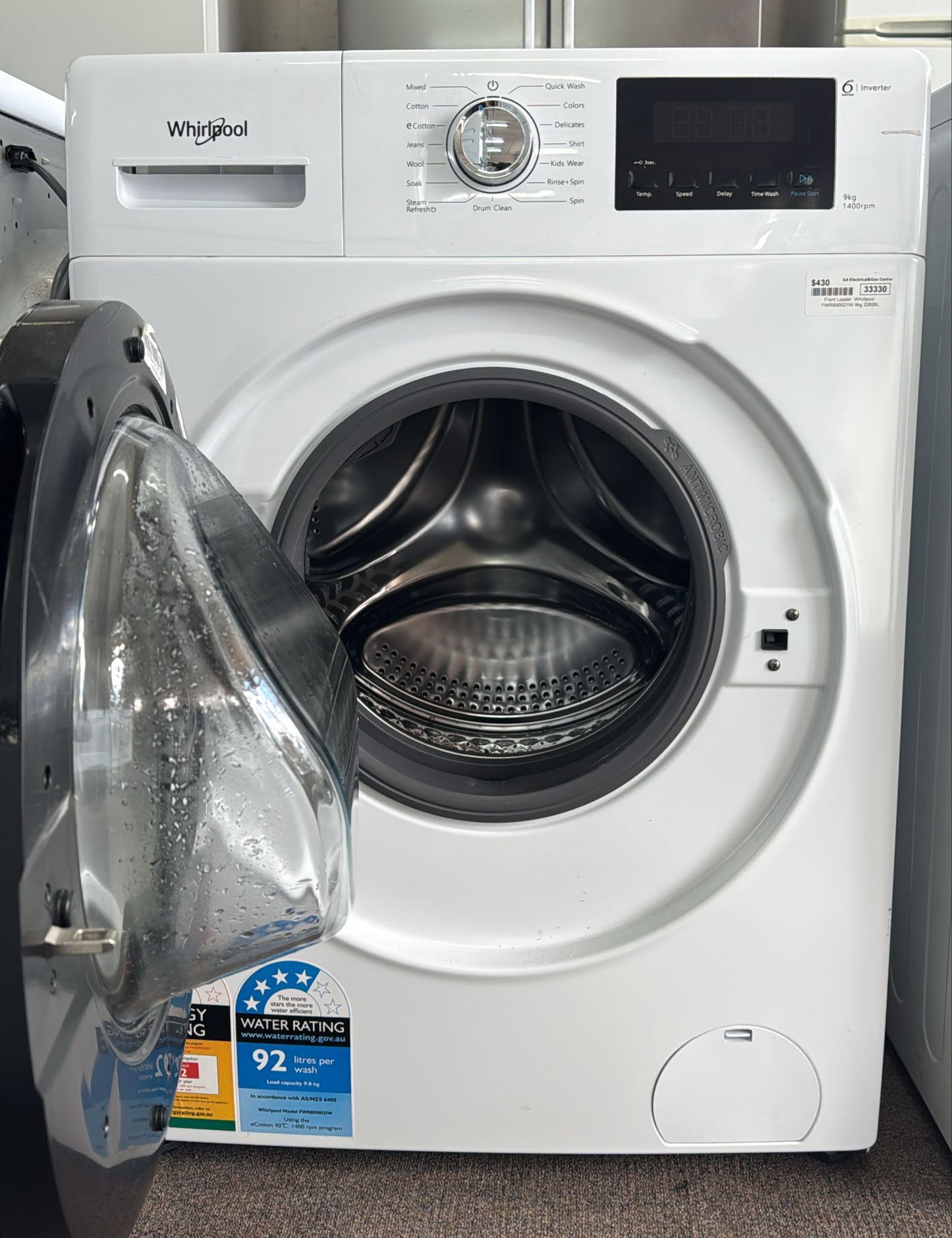 Whirlpool Front Loader Washing Machine 9kg, FWRB90021W (33330)