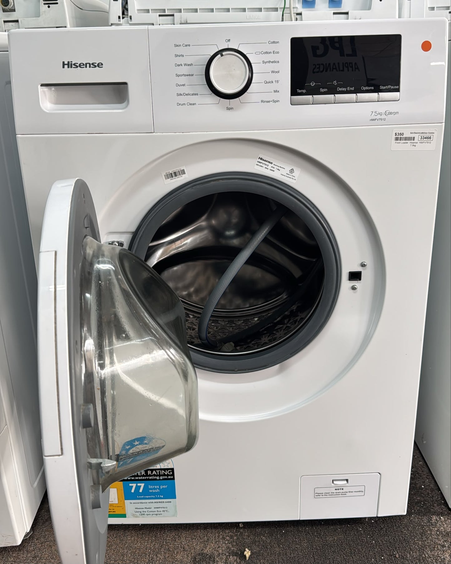 Hisense Front Loader Washing Machine 7.5kg, HWFV7512 (33466)