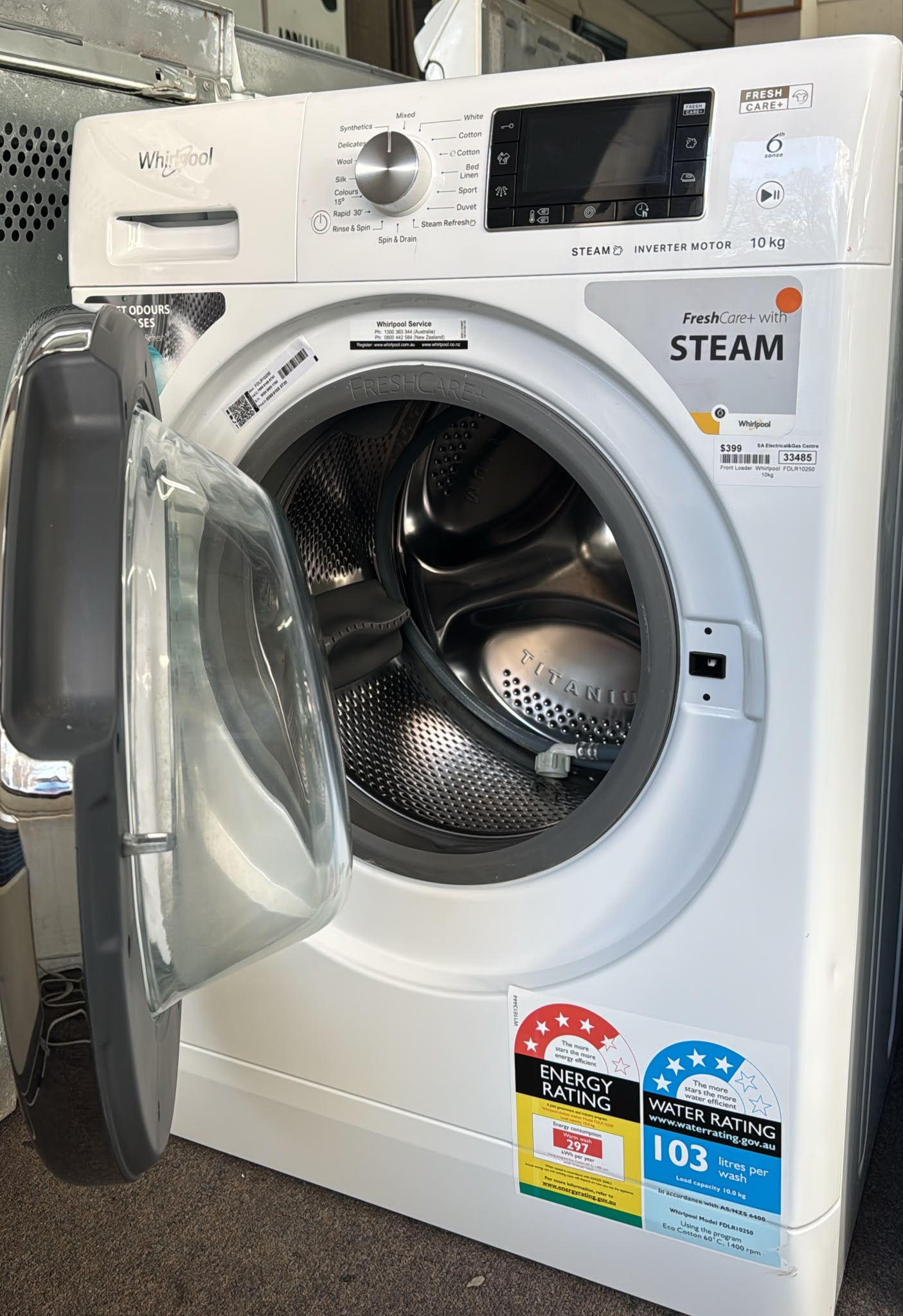 Whirlpool Front Loader Washing Machine 10kg, FDLR10250 (33485)