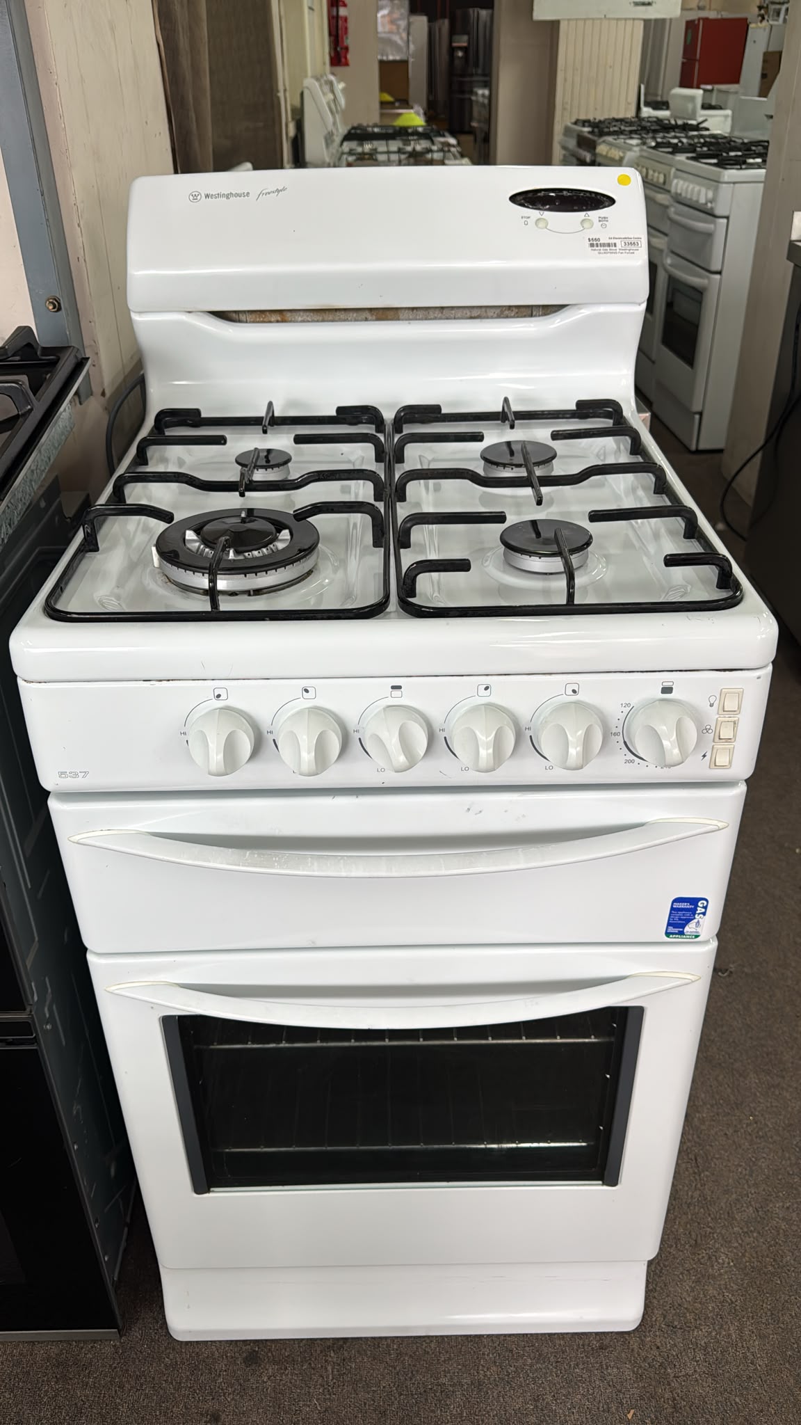 Westinghouse Natural Gas Freestanding Stove 54cm, Fan Forced  (33553)