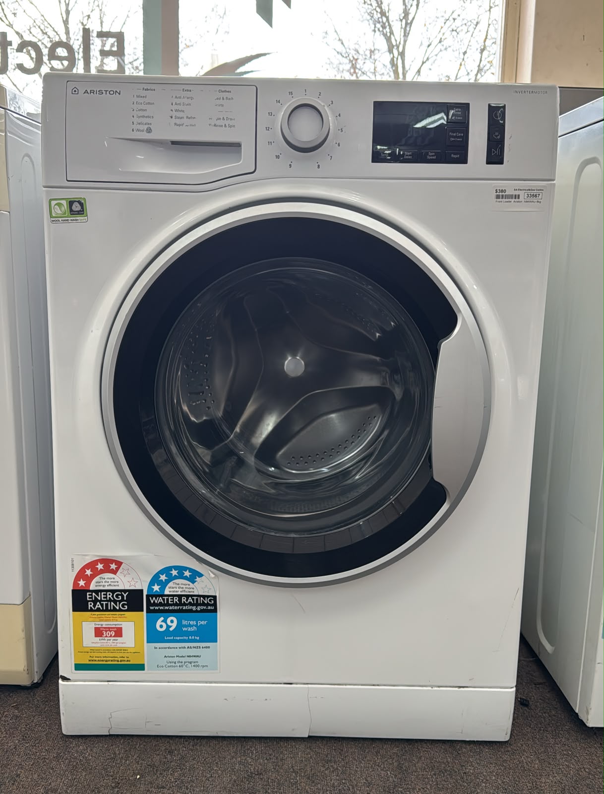 Ariston Front Loader Washing Machine 8kg, N84WAU (33567)