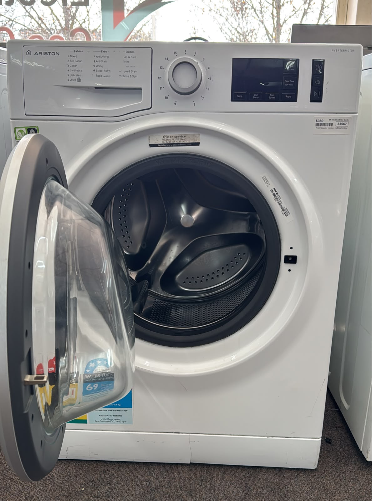 Ariston Front Loader Washing Machine 8kg, N84WAU (33567)