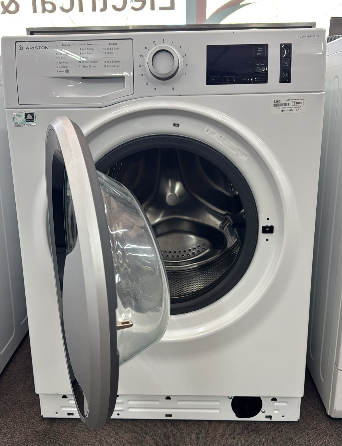 Ariston Front Loader Washing Machine 8kg, N84WAU (33683)