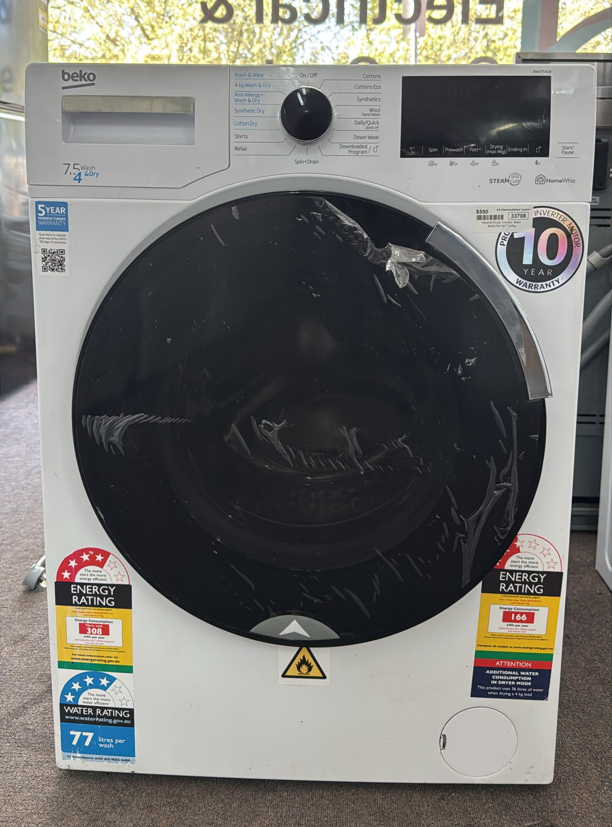 Beko Washer/Dryer Combo 7.5kg/4kg  BWD7541W (33708)