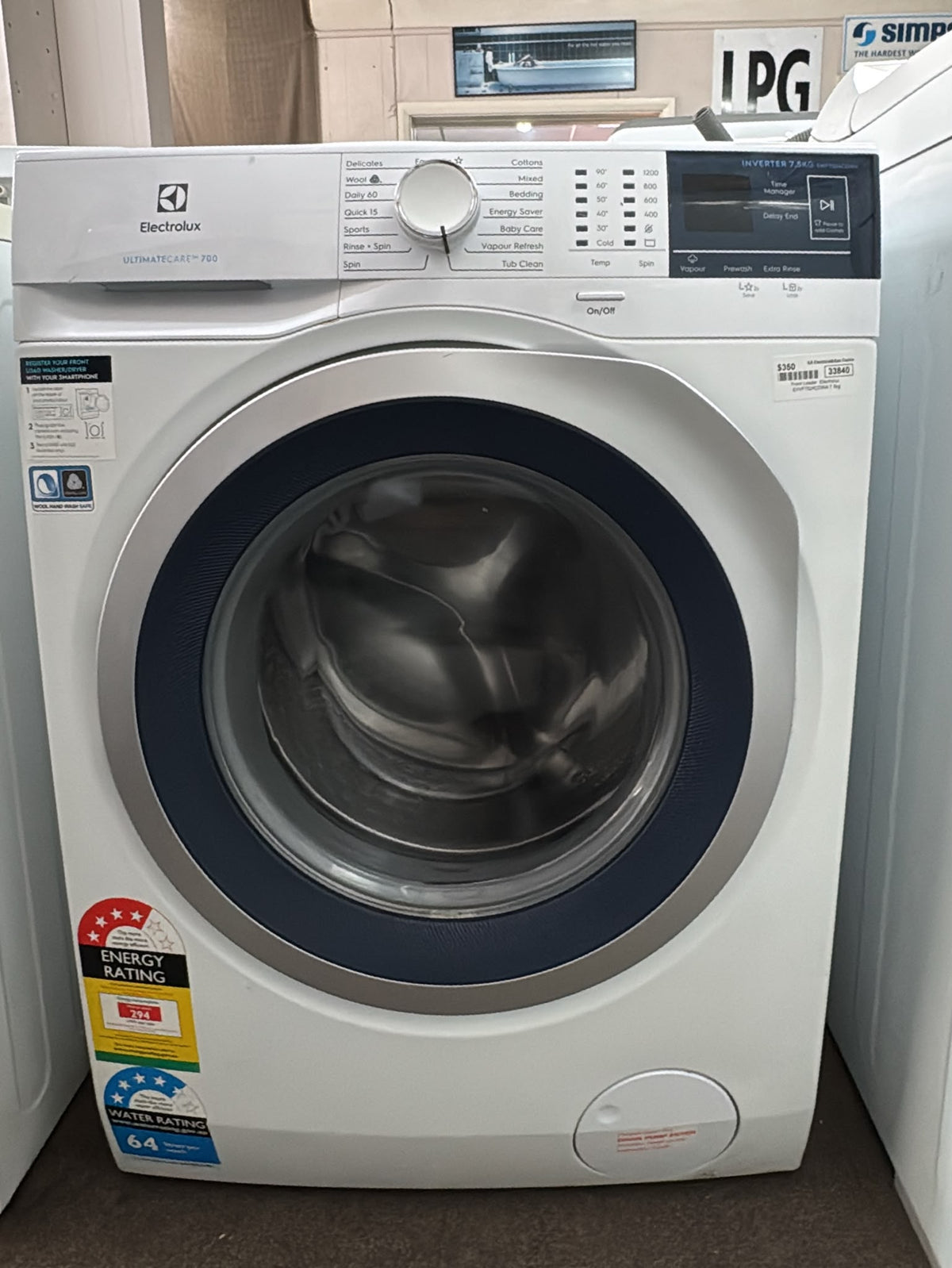 Electrolux Front Loader Washing Machine 7.5kg, EVVF7524CDWA (33840)