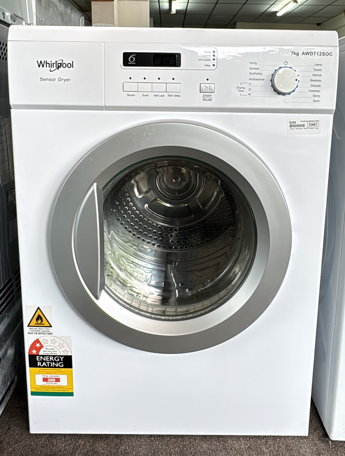Whirlpool Dryer 7kg, AWD712SOC (33881)