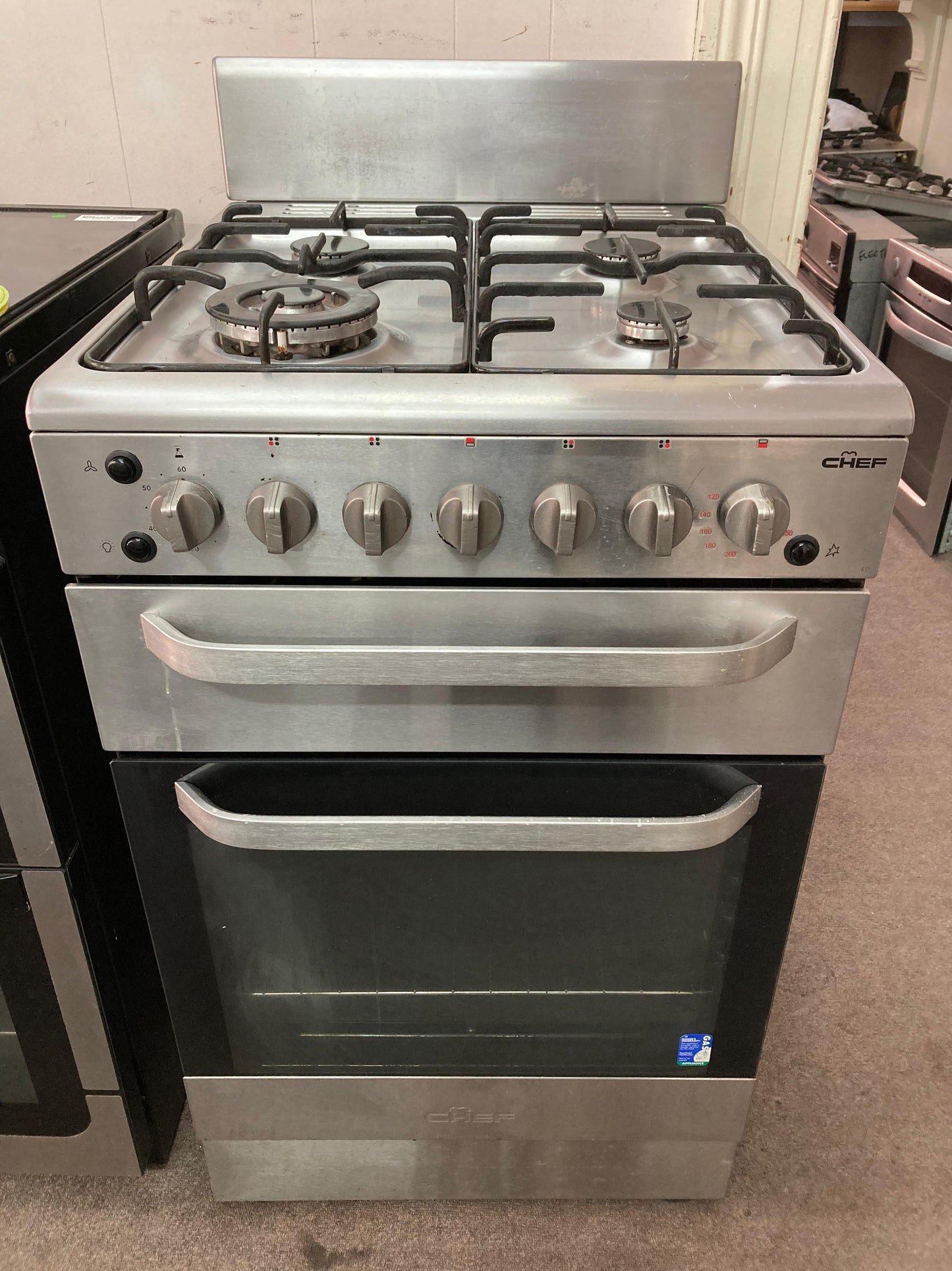Chef 517 Stainless Steel 54cm Natural Gas Stove, Fan Forced (32953)